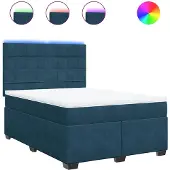 vidaXL Boxspring met matras fluweel blauw 160x200 cm