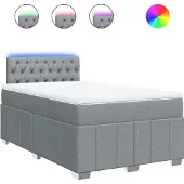 vidaXL Boxspring met matras stof lichtgrijs 120x200 cm