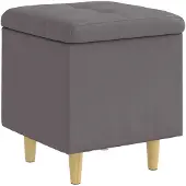 vidaXL - Opslagottoman - met - kussen - Grijs - 40 - x - 40 - x - 45 - cm - Kunstleer