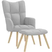 vidaXL Relaxstoel met voetenbank stof wolk grijs