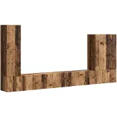 vidaXL Tv Wandkast Set 6 st Oud Hout