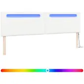 vidaXL LED Hoofdbord Wit 200 cm Kunstleer