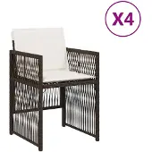 vidaXL Tuinstoelen met kussens, 4 stuks, bruin, polyrotan