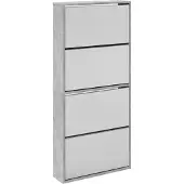 vidaXL Schoenenkast met spiegel 4-laags 63x17x134 cm betongrijs
