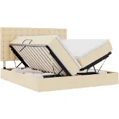 vidaXL Opbergbed met hoofdeinde met opslag Crème 180 x 200 cm Stof