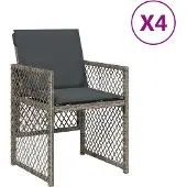 vidaXL Tuinstoelen 4 st met kussens poly rattan grijs