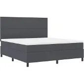 vidaXL LED Box Spring Bed Donkergrijs en Wit 180 x 200 cm
