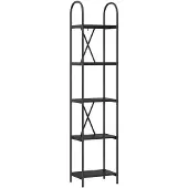 vidaXL Boekenplank 5-laags 40 x 30 x 183 cm Bewerkt hout Zwart Eiken