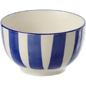 J-Line kom Gestreept - hout - wit/blauw - 6 stuks
