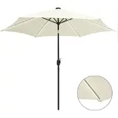Syfax Parasol met LED-verlichting en aluminium paal 300 cm zandwit