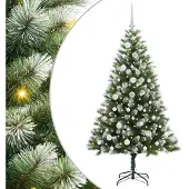 vidaXL Kunstmatige Scharnierende Kerstboom met Gevlokte Sneeuw Warmwit