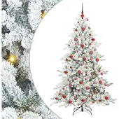 vidaXL Kunstmatige Hinged Kerstboom Wit 180 cm PVC en Staal