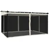 vidaXL Prieel met zijwanden van gaas 4x3 m staal crèmekleurig