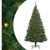 vidaXL Kunstkerstboom Groen 210 cm PVC en Staal en Kunststof