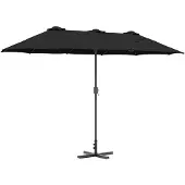 vidaXL Tuinparasol 370 x 197 x 239 cm Polyester en Aluminium Zwart