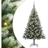 vidaXL Kunstmatige Scharnierende Kerstboom met Gevlokte Sneeuw Warmwit
