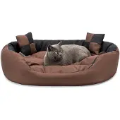 Lionto Kattenbed 4-in-1 design met speelkussens, 85x70 cm zwart/bruin
