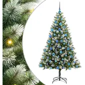 vidaXL Kunstmatige Scharnierende Kerstboom met Gevlokte Sneeuw Warmwit