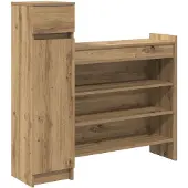 vidaXL - Schoenenkast - Artisan - Eiken - 100,5 - x - 28 - x - 100 - cm - Bewerkt - hout
