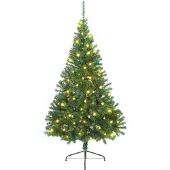 vidaXL Kunststof Voorverlichte Kerstboom met 300 LED Groen 180 cm PVC