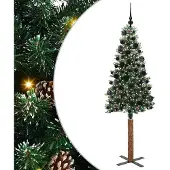 vidaXL Slanke Kerstboom Groen 180 cm PVC en massief dennenhout