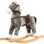 Bino Pluche hobbelpaard, grijs