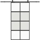 vidaXL Schuifdeur met beslagset 102,5x205 cm gehard glas zwart