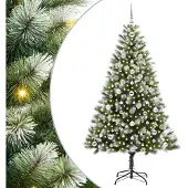 vidaXL Kunstmatige Scharnierende Kerstboom met Gevlokte Sneeuw Warmwit