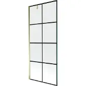 Mexen Next eenluiks badwand 80 x 150 , zwart raster, goud - 895-080-000-00-77-50