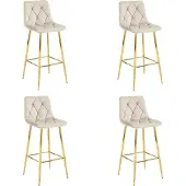 Leobert NADO kruk - beige fluweel / GOUDEN poten x 4