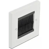 DeLOCK kabelklem, 86 x 86 mm, met zwarte borstelharen, wit, nylon, kunststof, schroefloos, geschikt voor alle merken, mat, 86 mm