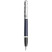 Waterman Hémisphère vulpen | Metaal-blauwe lak met palladium detail | Gebeitelde dop | Roestvrij staal medium penpunt