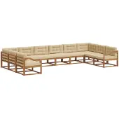 vidaXL Buiten bank set 10 st Natuurlijk en Beige
