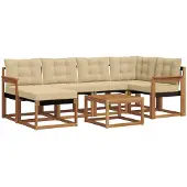 vidaXL Buiten bank set 7 st Natuurlijk en Beige