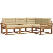 vidaXL Buiten bank set 4 st Natuurlijk en Beige