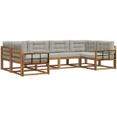 vidaXL Buiten bank set 6 st Natuurlijk en Licht Grijs