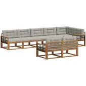 vidaXL Buiten bank set 8 st Naturel en lichtgrijs