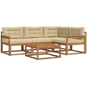 vidaXL Buiten bank set 5 st Natuurlijk en Beige