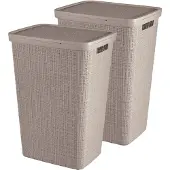 Curver Jute Wasmand met deksel 58L - 2 stuks - Taupe