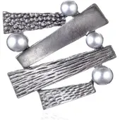 Charme Bijoux Broche parel grijs 5 cm-