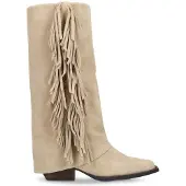 Manfield Beige suède laarzen met franjes | Maat 37