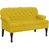 vidaXL Bankje met rugleuning 119,5x64,5x75 cm fluweel geel
