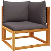 vidaXL Tuinhoekbank met kussens acaciahout & rotan