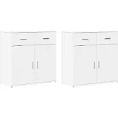 vidaXL Dressoirs 2 st 79x38x80 cm bewerkt hout wit