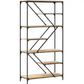 vidaXL Boekenrek 91x36x176 cm bewerkt hout en staal sonoma eikenkleur