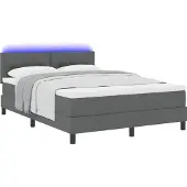 vidaXL Boxspring bed met hoofdeinde Donkergrijs 140 x 200 cm Stof