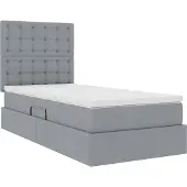 vidaXL Opslag bed met matras met opslag Lichtgrijs 90 x 190 cm Stof