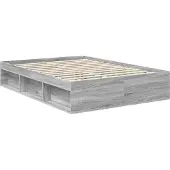 vidaXL Bedframe Grijs Sonoma 135 x 190 cm Bewerkt hout