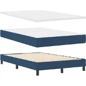 vidaXL - Boxspring - bed - met - matras - met - LED - Blauw - 120 - x - 200 - cm - Stof
