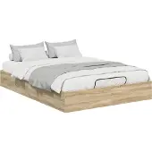 vidaXL Ottoman Bedframe met opslag Sonoma Eik 203 x 120 x 25 cm